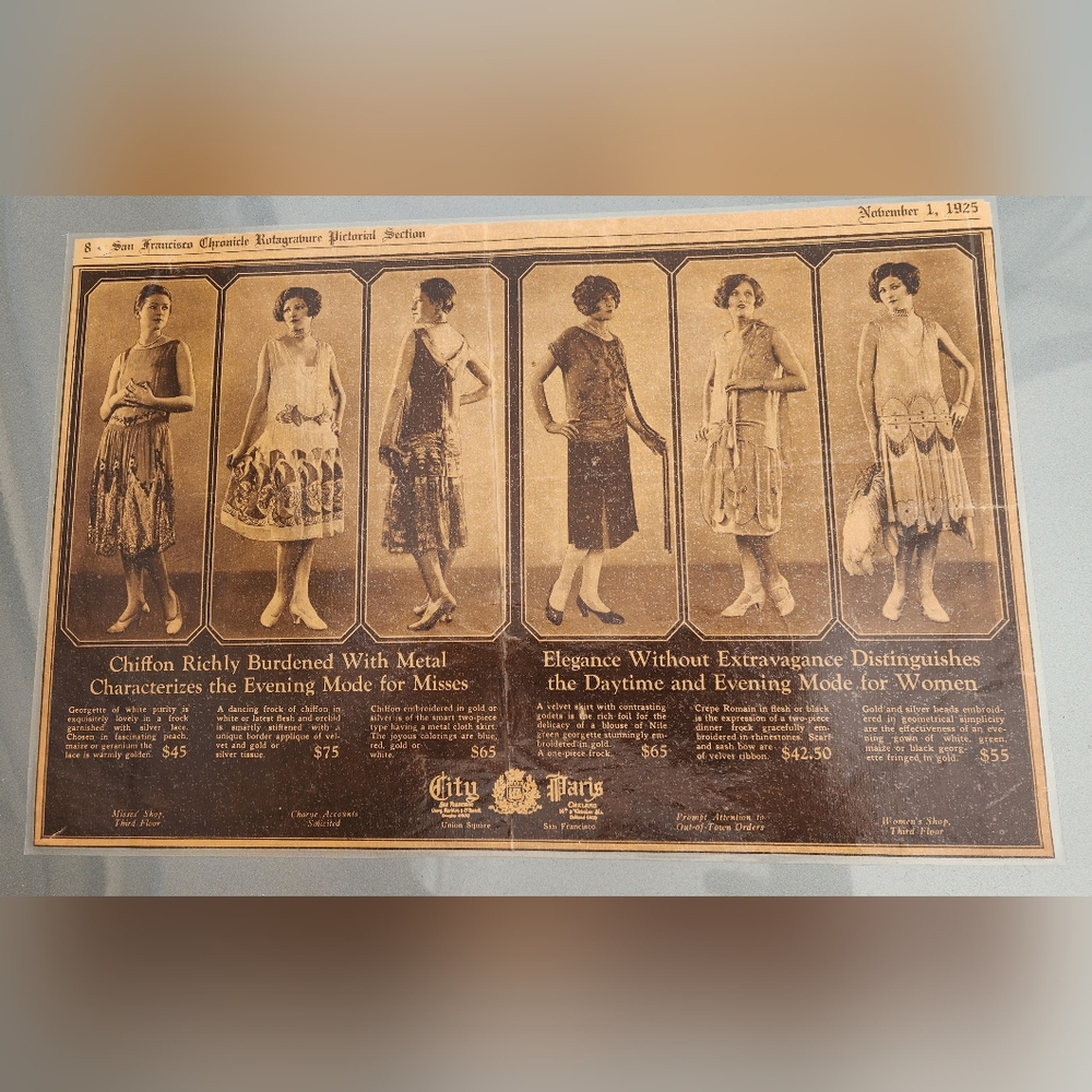 Vintage Fashion Newspaper Clipping